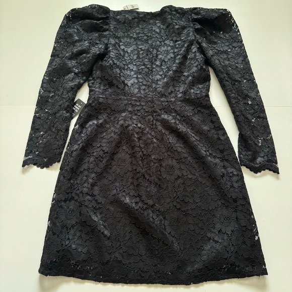 Express lace puff sleeve long sleeve black NWT dress black size medium - Picture 10 of 11